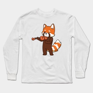 Comic red panda playing violin Long Sleeve T-Shirt